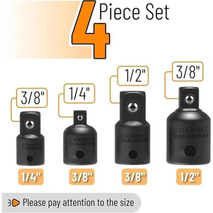 Imagem de Conjunto De Adaptadores De Redução 1/2 3/8 1/4 Polegada Para Chaves De Impacto, Furadeiras E