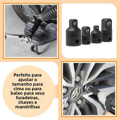 Imagem de Conjunto De Adaptadores De Redução 1/2 3/8 1/4 Polegada Para Chaves De Impacto, Furadeiras E