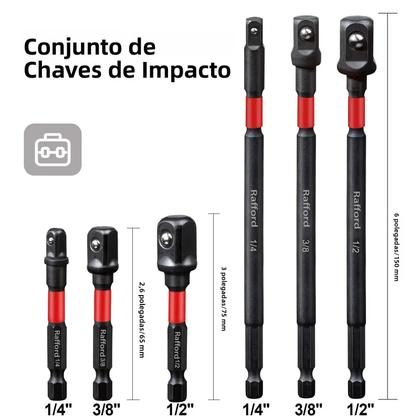 Imagem de Conjunto De Adaptadores De Soquete De Impacto Rafford 1/4 3/8 1/2 Com Suporte Para Extensão Para