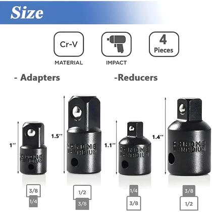 Imagem de Conjunto De Adaptadores Redutores De Soquete 1/2 Para 3/8, 3/8 Para 1/4, 3/4 Para 1/2, Adaptador De