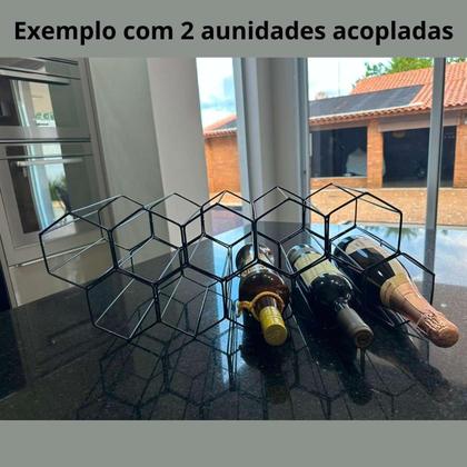 Imagem de Conjunto de Adega Aramada de Mesa e Porta Rolhas Decorativo Para Vinho, Estilo Moderno KIT PRETO