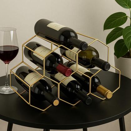 Imagem de Conjunto de Adega Aramada de Mesa e Porta Rolhas Decorativo Para Vinho, Estilo Moderno KIT PRETO