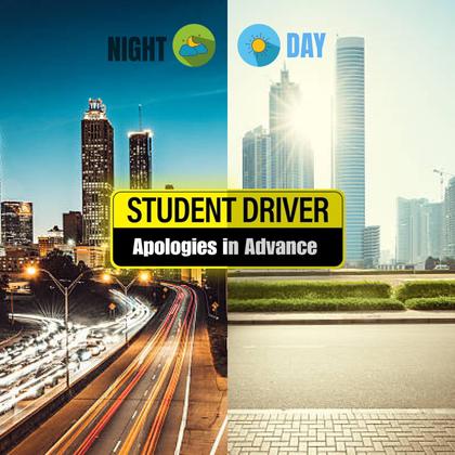 Imagem de Conjunto de adesivos magnéticos, pacote com 2 Student Driver Funny Reflective