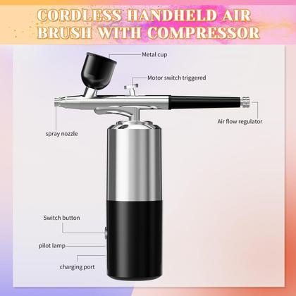 Imagem de Conjunto de aerógrafos Kit de escova de ar crpen com tinta para unhas com compressor