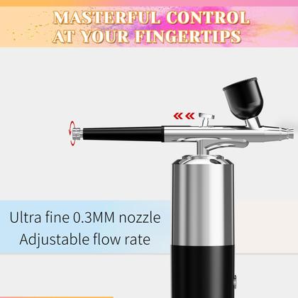 Imagem de Conjunto de aerógrafos Kit de escova de ar crpen com tinta para unhas com compressor