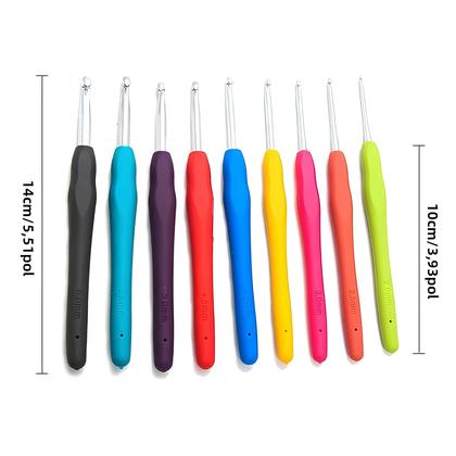 Imagem de Conjunto De Agulhas De Crochê Com Cabo Macio Arco-Íris 2.0-6.0mm Kit De Agulhas De Tricô De Alumínio