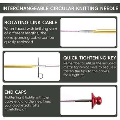 Imagem de Conjunto de agulhas de tricô: palhetas de tricô intercambiáveis, 13 pares