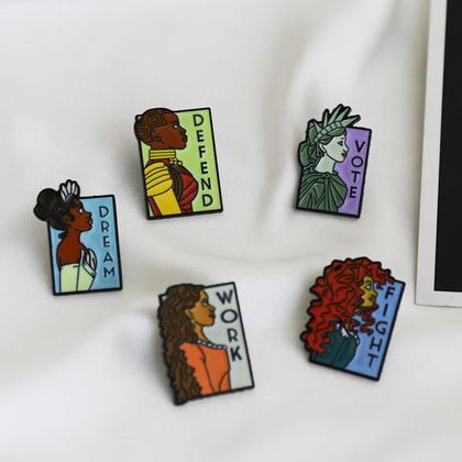 Imagem de Conjunto de alfinetes de broche Creative Women Portrait Enamel Alloy