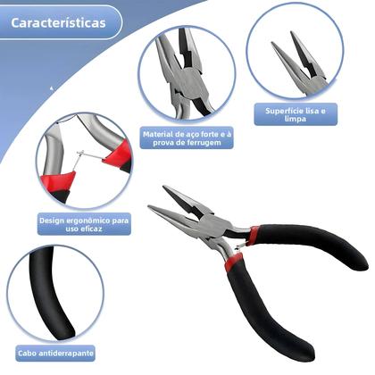 Imagem de Conjunto De Alicates De Artesanato Em Aço Com Ponta Redonda E Ponta Chanfrada Para Trabalhos Em