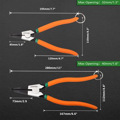 Imagem de Conjunto de alicates Lock Ring LEONTOOL, 2 peças de alicate Flat Snap Ring