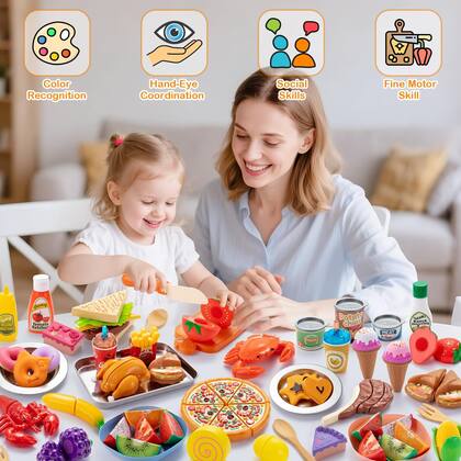 Imagem de Conjunto de alimentos Pretend Play Juboury com bolsa de armazenamento para crianças