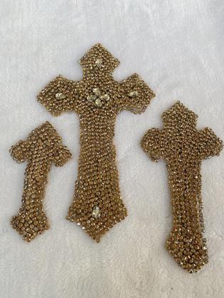 Imagem de Conjunto de apliques MOPISVN 3 peças de strass Cross Patch Craft DIY