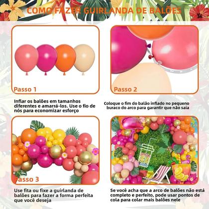 Imagem de Conjunto De Arco De Balões Tropical Havaiano De Abacaxi E Coco Rosa Aqua Azul Para Decoração De