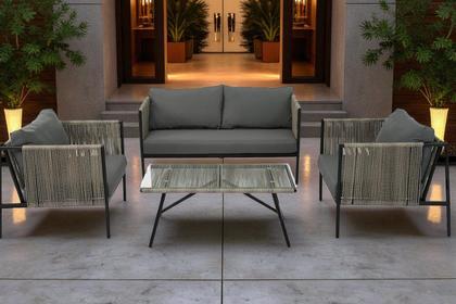 Imagem de Conjunto de Àrea Externa Haven com 1 Sofá, 2 Poltronas 1 Mesa - Cinza