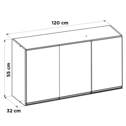 Imagem de Conjunto de Armários Aéreo Cozinha Planejada Lux 120cm e 60cm 100% MDF Branco TX Fosco - Abmaza