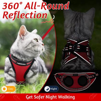 Imagem de Conjunto de arnês e coleira para gatos rabbitgoo para Walking Red M