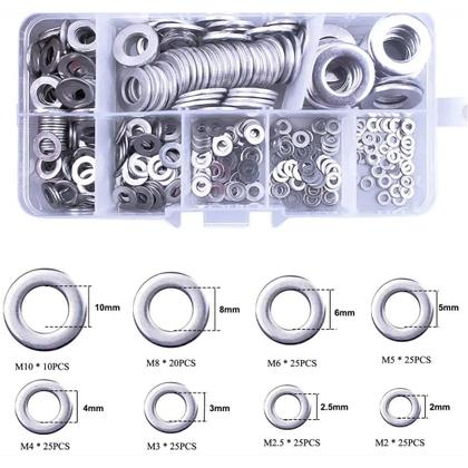 Imagem de Conjunto De Arruela De Vedação De Aço Inoxidável 180pcs M2-M10 Para Reparo Geral Anel De Junta Do