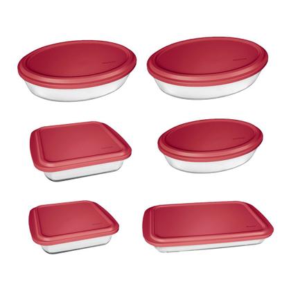 Imagem de Conjunto de Assadeiras Marinex com Tampa Vermelho 6 peças