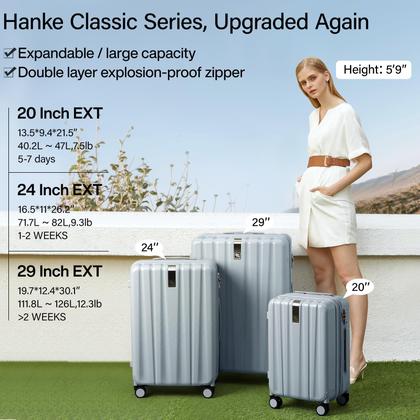 Imagem de Conjunto de bagagem Hanke Expandable Hard Shell, 2 peças, 20/29 polegadas, cinza