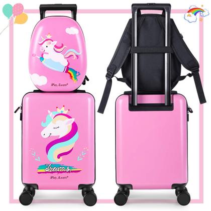 Imagem de Conjunto de Bagagem Infantil iPlay iLearn Unicorn 18" com Mochila