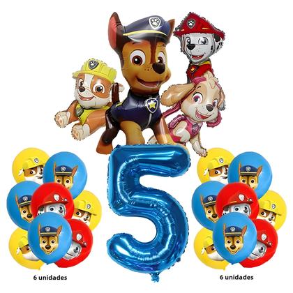 Imagem de Conjunto de Balões da Patrulha Paw Patrol - 17 Peças para Festa de Aniversário