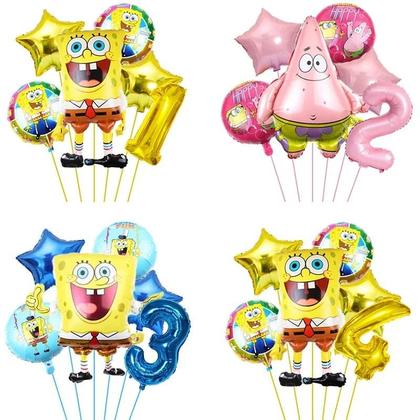 Imagem de Conjunto De Balões Do SpongeBob Patrick Star 6 Peças Suprimentos Para Festa De Aniversário Balões De