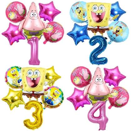 Imagem de Conjunto De Balões Do SpongeBob Patrick Star 6 Peças Suprimentos Para Festa De Aniversário Balões De