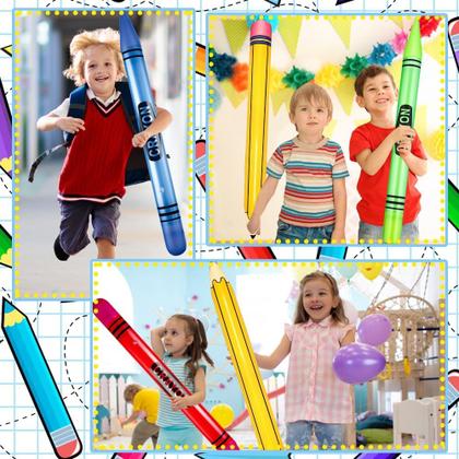 Imagem de Conjunto de balões infláveis de lápis de cera para festa de volta às aulas