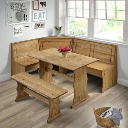 Conjunto de Bancos com Mesa em Madeira Marrom Antique - Pense Dentro da Caixa Imagem de Conjunto de Bancos com Mesa em Madeira Marrom Antique