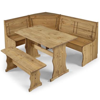 Conjunto de Bancos com Mesa em Madeira Marrom Antique - Pense Dentro da Caixa Imagem de Conjunto de Bancos com Mesa em Madeira Marrom Antique