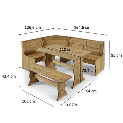 Conjunto de Bancos com Mesa em Madeira Marrom Antique - Pense Dentro da Caixa Imagem de Conjunto de Bancos com Mesa em Madeira Marrom Antique