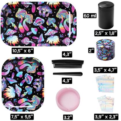 Imagem de Conjunto de bandejas Little Hippie Trippy Mushroom Alumínio Metal x13