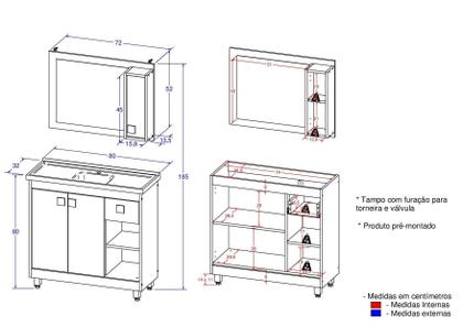 Imagem de Conjunto de Banheiro 1 Porta e 1 Gaveta com Gabinete Cuba e Espelheira 80cm Essenza