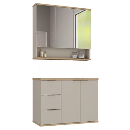 Imagem de Conjunto de banheiro aqua 76cm estilare cnj4006 nude/carvalho