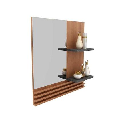 Imagem de Conjunto de Banheiro Armário c/ Espelho BN3614 60cm e Balcão Suspenso BN3601 80cm s/ Cuba Pia cor Amêndoa - Tecno Mobili