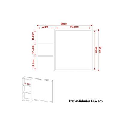 Imagem de Conjunto de Banheiro Balcão Suspenso BN3644 e Balcão c/ Rodízios BN3643 80cm e Armário c/ Espelho BN3645 80cm Branco - Tecno Mobili