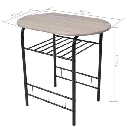 Imagem de Conjunto de bar de café da manhã vidaXL MDF com 2 bancos com estrutura de ferro preto
