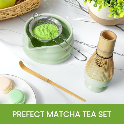 Imagem de Conjunto de batedores e taças Matcha ELIMTEC Green, pacote com 9
