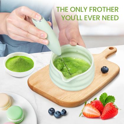 Imagem de Conjunto de batedores e taças Matcha ELIMTEC Green, pacote com 9