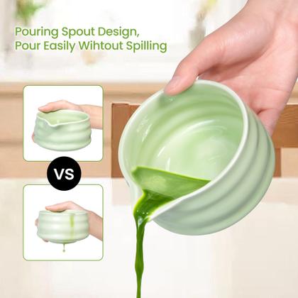 Imagem de Conjunto de batedores e taças Matcha ELIMTEC Green, pacote com 9