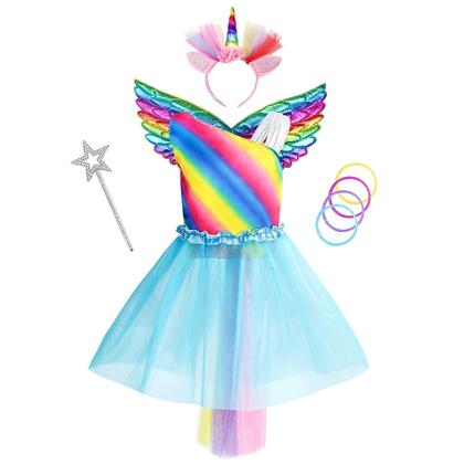 Imagem de Conjunto de baús Princess Dress Up Jeowoqao Rainbow Unicorn 3-6Y