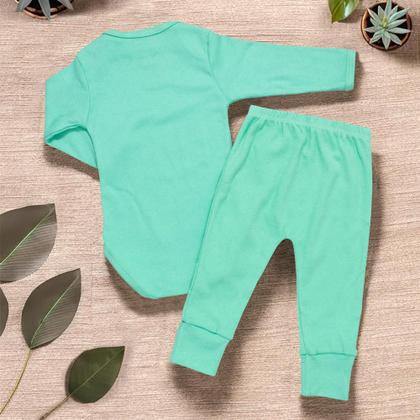 Imagem de Conjunto de Bebê Longo Básico Verde Claro Veste até 12 Meses