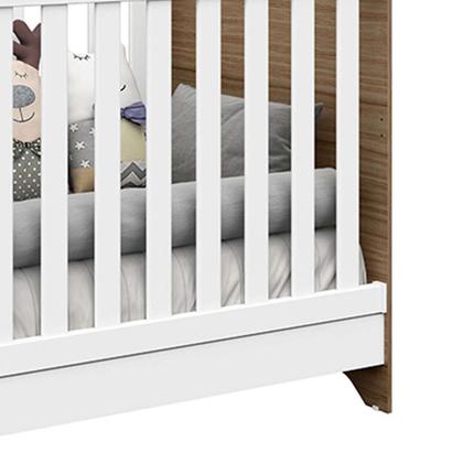 Imagem de Conjunto de Berço Minicama com Guarda-Roupa Ben Flex 3 PT 2 GV Branco e Carvalho