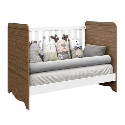 Imagem de Conjunto de Berço Minicama com Guarda-Roupa Ben Flex 3 PT 2 GV Branco e Carvalho