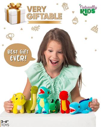 Imagem de Conjunto de bichos de pelúcia Naturally KIDS, brinquedos de dinossauro de pelúcia, 6 unidades
