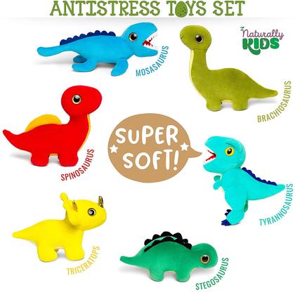 Imagem de Conjunto de bichos de pelúcia Naturally KIDS, brinquedos de dinossauro de pelúcia, 6 unidades