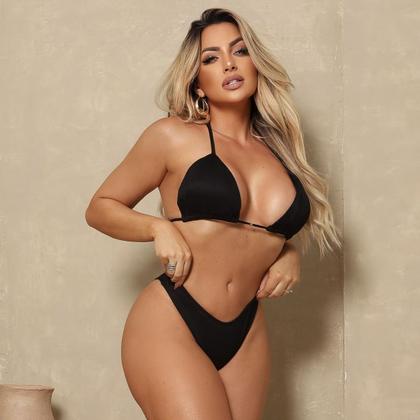 Imagem de Conjunto de biquini asa delta 3 peças top com bojo removivel calcinha fio duplo  e saia 