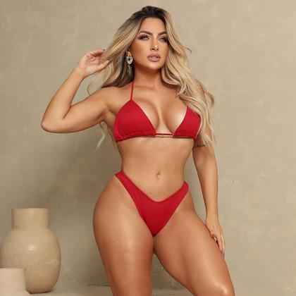 Imagem de Conjunto de biquini asa delta 3 peças top com bojo removivel calcinha fio duplo  e saia 