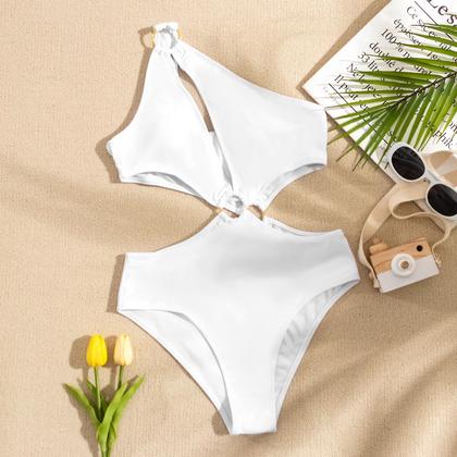 Imagem de Conjunto de biquíni de moda feminina maiô cheio de roupa de banho tem uma almofada no peito sem suporte de aço Roupa de praia siamesa