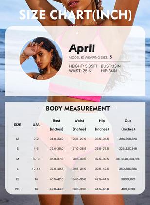 Imagem de Conjunto de biquíni feminino Herseas de cintura alta, colorido, laranja, XS